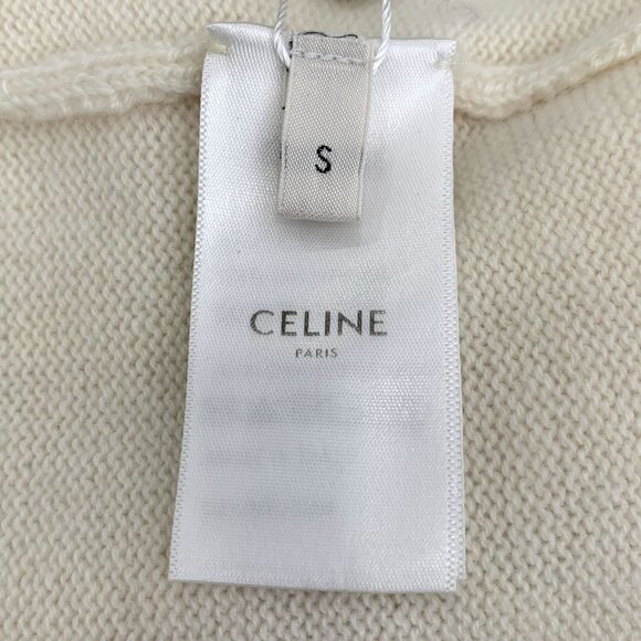 Celine White Cashmere Lapel Single Breasted Long Sleeve Knitted Cardigan Coat Wi - Picture 8 of 8